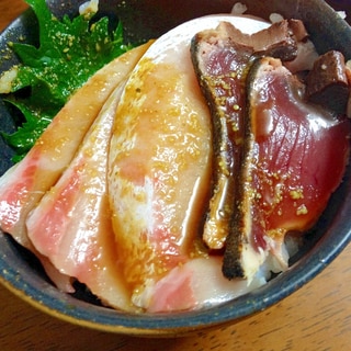 ブリトロ鰹タタキのミニ海鮮丼